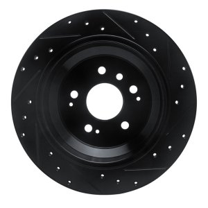 Honda Ridgeline Brake Rotor (1) - Rear Left - R1 Concepts - Drilled & Slotted - Black - `16-`25